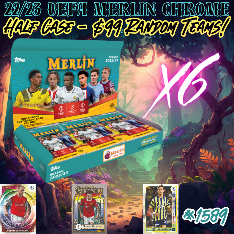 Break 1589 - 22/23 UEFA Merlin Hobby HALF CASE - Random Teams - $99 a spot!