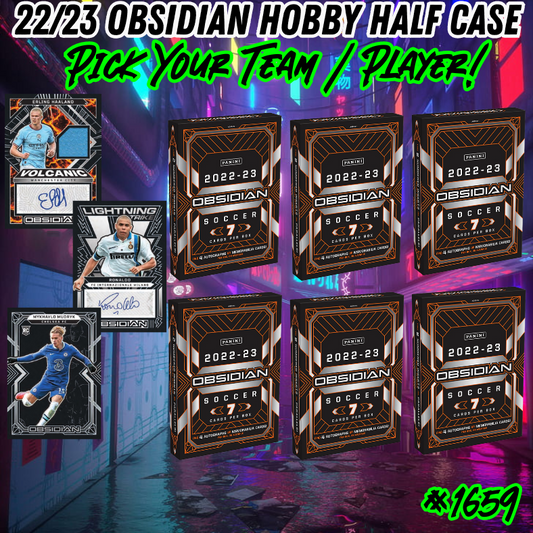 Break 1659 - 22/23 Obsidian Soccer 6 Box HALF CASE - Pick Your Team/Player!