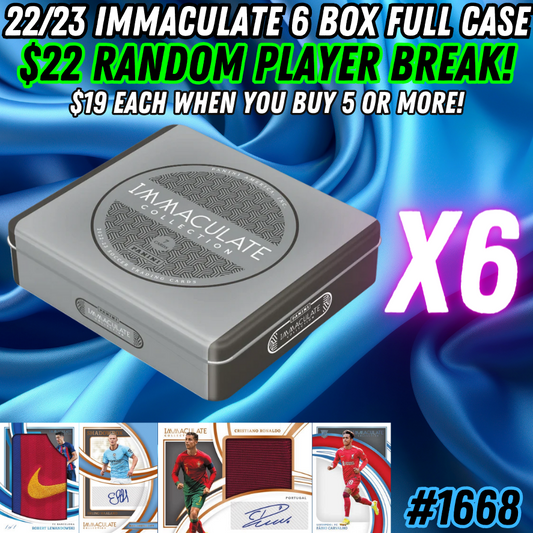 Break 1668 - 22/23 Immaculate Soccer 6 Box FULL CASE - Random Player Break!