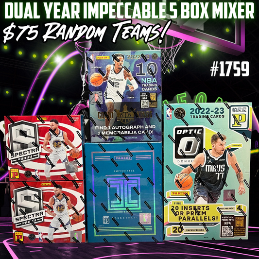 Break 1759 - NBA Dual Year Impeccable 5 Box Mixer - $75 Random Teams!