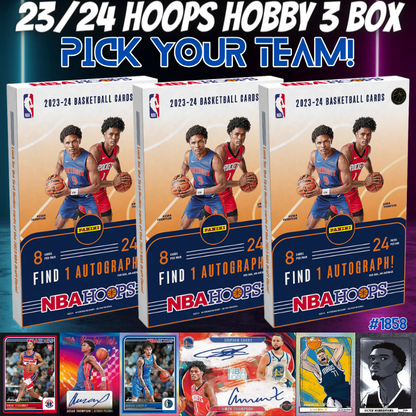 Break 1858 - NBA 23/24 Hoops Hobby 3 Box - Pick Your Team!