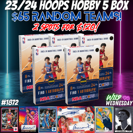 Break 1872 - NBA 23/24 Hoops Hobby 5 Box - $65 Random Teams!