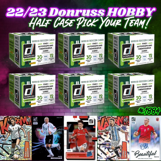 Break 1884 - 22/23 Donruss Soccer HOBBY - Half Case - 6 Boxes - Pick Your Team!