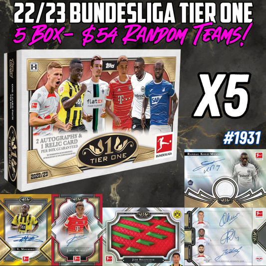 Break 1931 - 22/23 Bundesliga Tier One - 5 Box - Random Teams - $54 a spot!