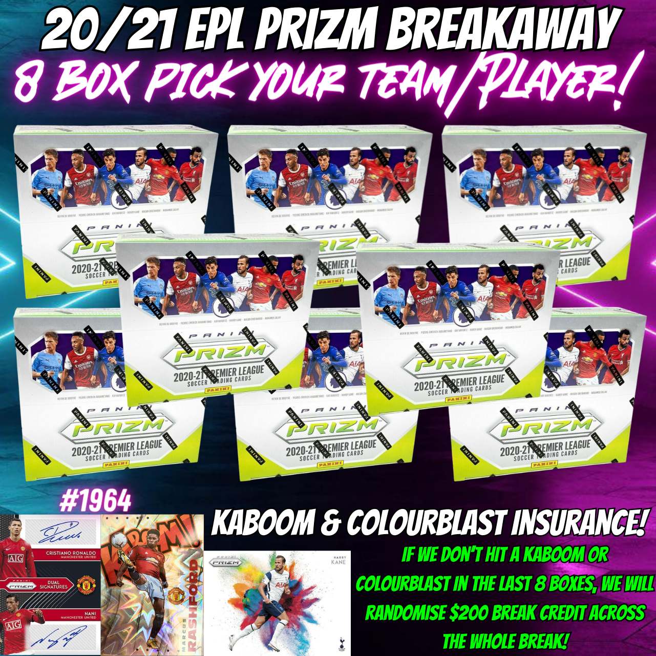 Break 1964 - 20/21 EPL Prizm Breakaway - 8 Box - Pick Your Team