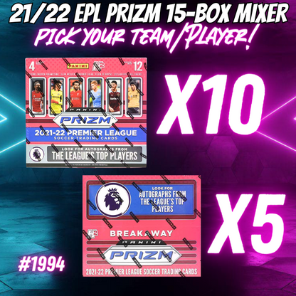 Break 1994 - 21/22 Premier League Prizm - 15 Box Pick Your Player / Team!