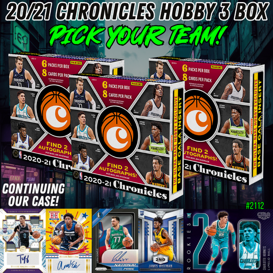 Break 2112 - NBA 20/21 Chronicles Hobby 3 Box - Pick Your Team!