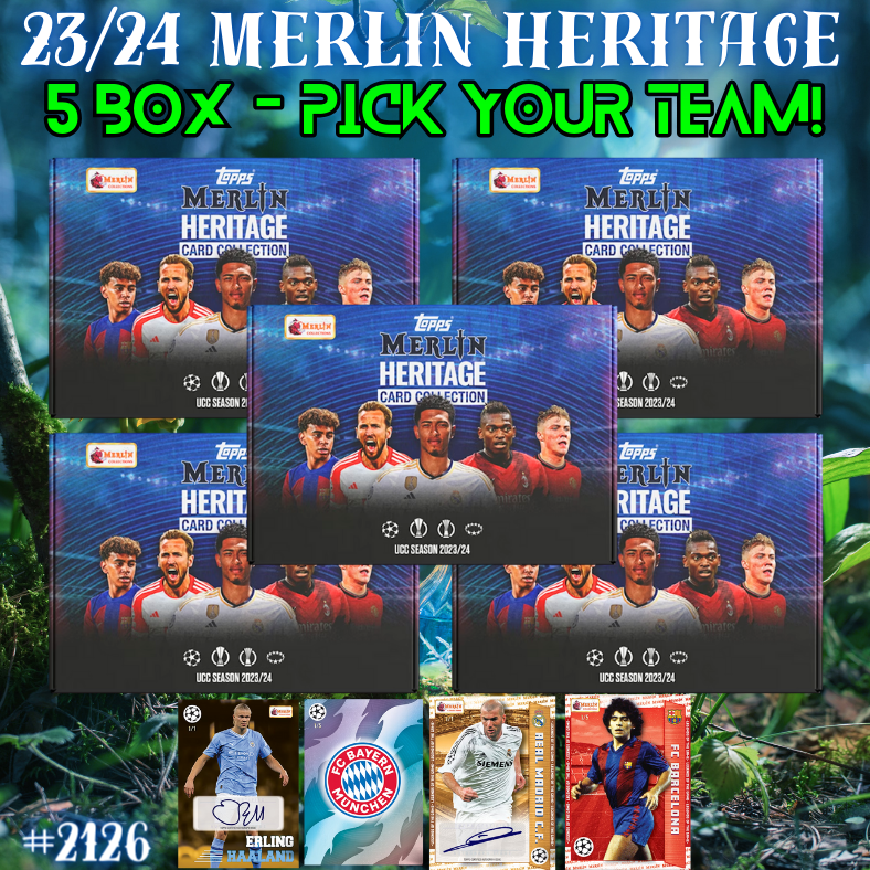 Break 2126 - 23/24 Topps Merlin Heritage - 5 Box - Pick Your Team/Player