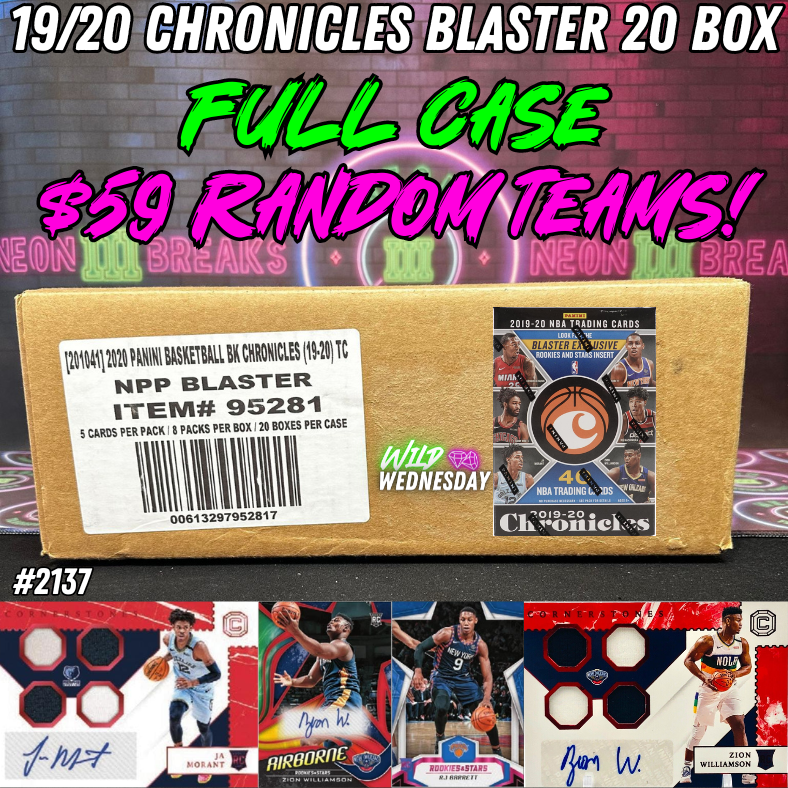 Break 2137 - NBA 19/20 Chronicles Blaster Full Case - 20 Boxes - $59 Random Teams!