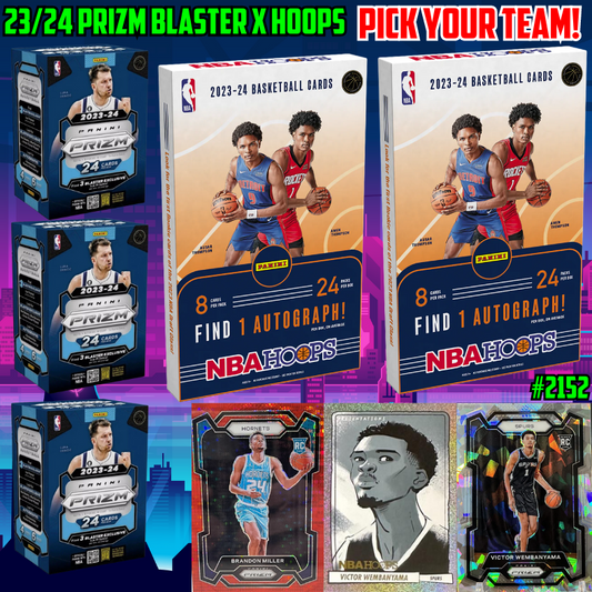 Break 2152 - NBA 23/24 Hoops Hobby x Prizm Blaster 5 Box - Pick Your Team!