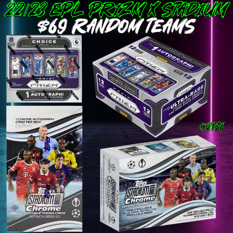 Break 2156 - 22/23 EPL Prizm x Stadium Club - 4 Box - Random Teams - $69 a spot!