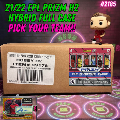 Break 2185 - 21/22 EPL Prizm H2 Hybrid - Full Case - Pick Your Team!