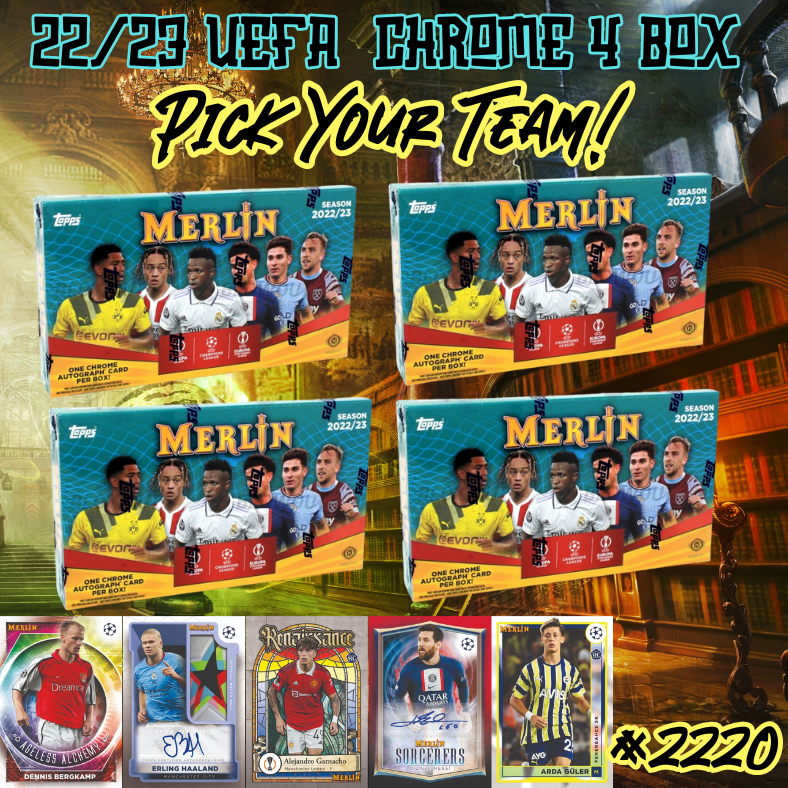 Break 2220 - 22/23 Merlin Chrome Hobby 4 Box - Pick Your Team/Player!