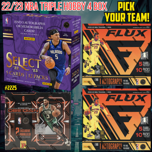 Break 2225 - NBA 22/23 Select x Obsidian Triple Hobby 4 Box - Pick Your Team!