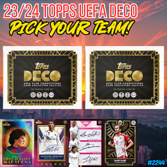 Break 2244 - 23/24 Topps Deco UEFA Club Competitions - 2 Box - Pick Your Team