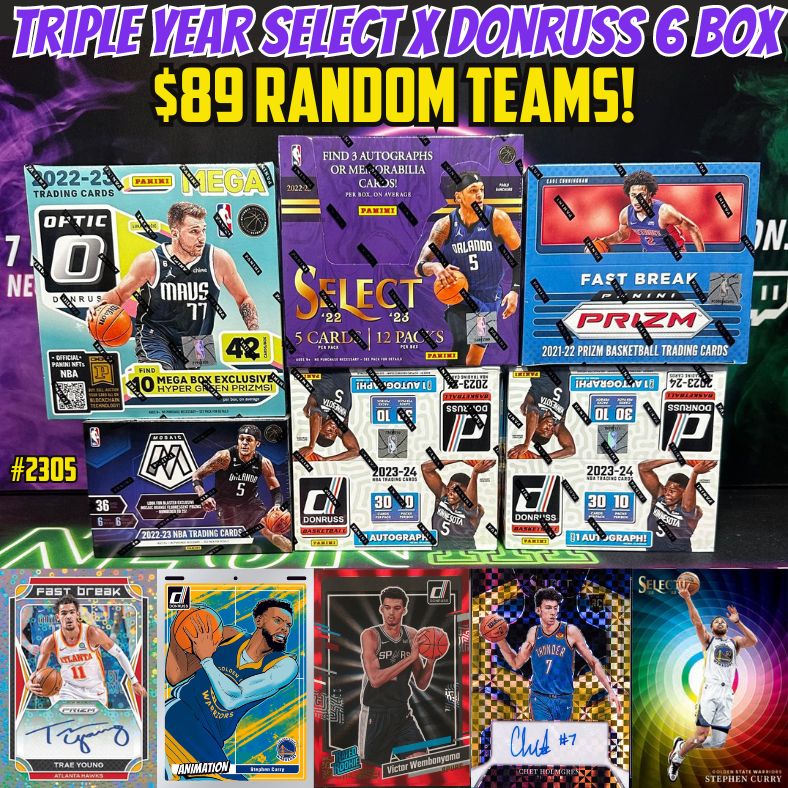 Break 2305 - NBA Triple Year Select x Donruss Hobby 6 Box - $89 Random Teams!