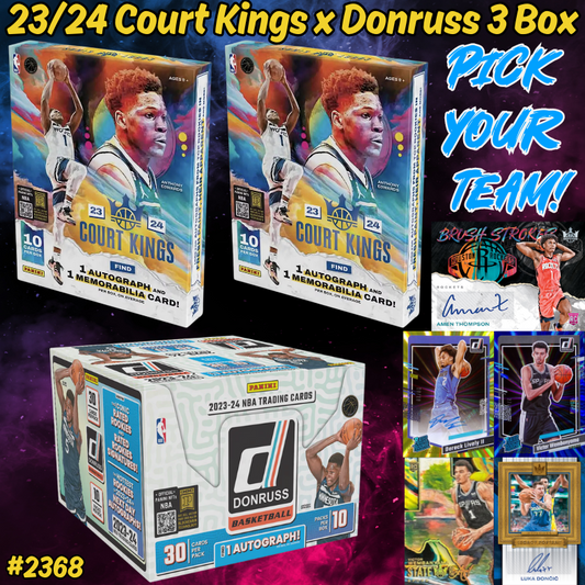 Break 2368 - NBA 23/24 Court Kings x Donruss Hobby 3 Box - Pick Your Team!