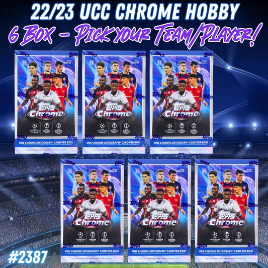 Break 2387 - 22/23 UCC Chrome Hobby 6 Boxer - Pick Your Team/Player!