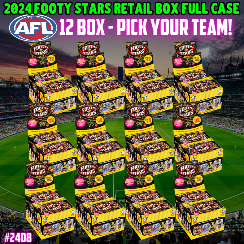 Break 2408 - 2024 AFL Footy Stars Retail 12 Box FULL CASE - Pick Your Team!