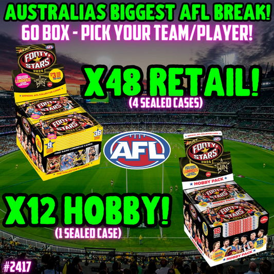 Break 2417 - 2024 AFL Footy Stars Retail x Hobby 60 BOX MONSTER BREAK - Pick Your Team/Player!