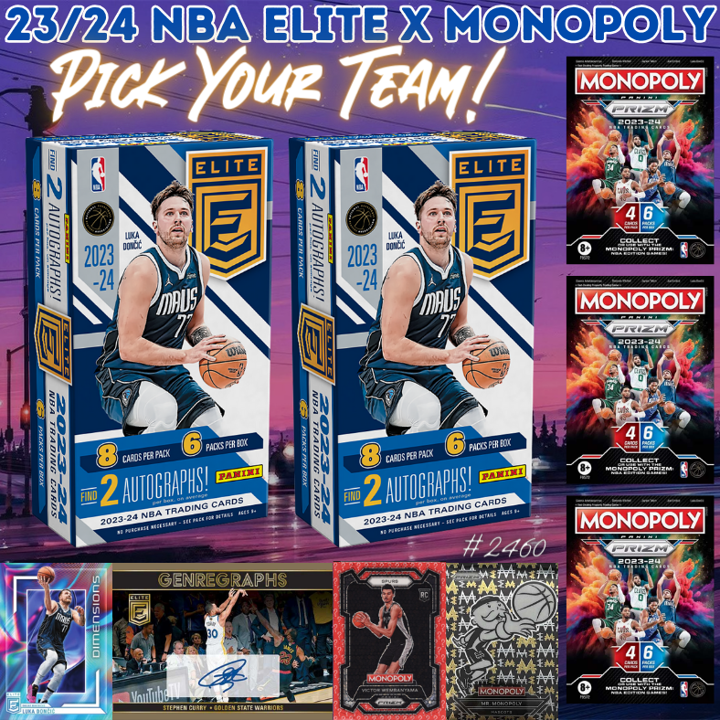 Break 2460 - NBA 23/24 Elite Hobby x Prizm Monopoly 5 Box - Pick Your Team!