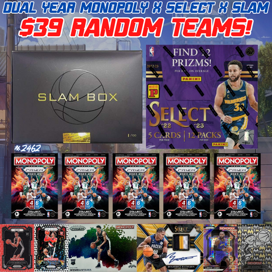 Break 2462 - NBA Dual Year Monopoly x Select x Slam 7 Box - $39 Random Teams!