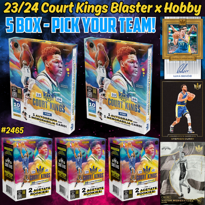 Break 2465 - NBA 23/24 Court Kings Blaster x Hobby 5 Box - Pick Your Team!