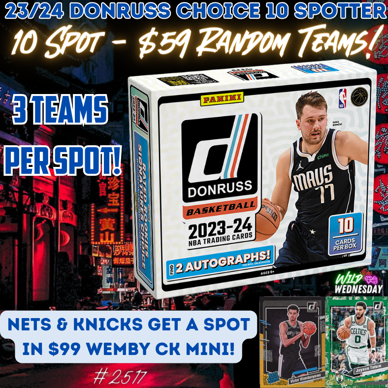 Break 2517 - NBA 23/24 Donruss Choice 10 Spot - $59 Random Teams!