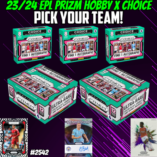 Break 2542 - 23/24 Panini EPL Prizm Hobby x Choice 5 Box Mixer - Pick Your Team!