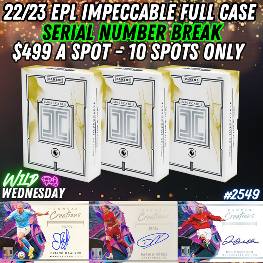 Break 2549 - 22/23 Panini Impeccable Premier League - FULL CASE - 10 Spot Serial Number Break!