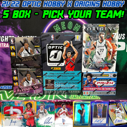 Break 2556 - NBA 21/22 Optic Hobby x Origins Hobby 5 Box - Pick Your Team!