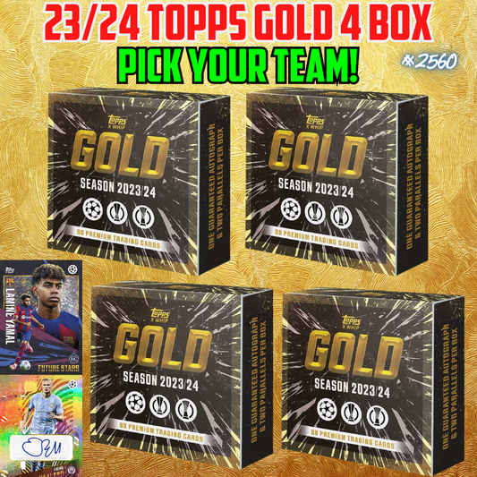 Break 2560 - 23/24 Topps Gold UEFA Club Competitions - 4 Box - Pick Your Team