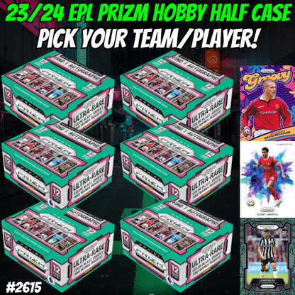 Break 2615 - 23/24 Panini EPL Prizm Hobby Half Case - 6 Boxes - Pick Your Team