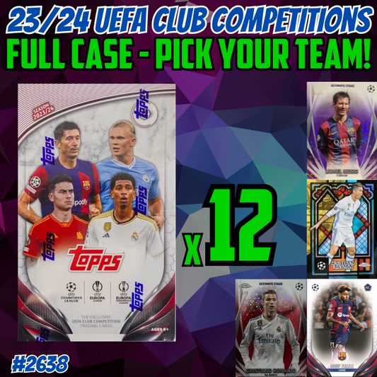 Break 2638 - 23/24 Topps UEFA Club Competitions Hobby - FULL CASE - 12 BOX - Pick Your Team!