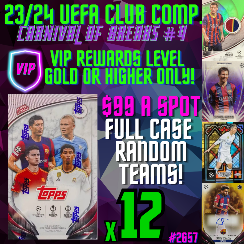 Break 2657 - VIP 23/24 Topps UEFA Club Comp. CARNIVAL OF BREAKS #4 - HOBBY FULL CASE - 12 Boxes - RANDOM TEAMS