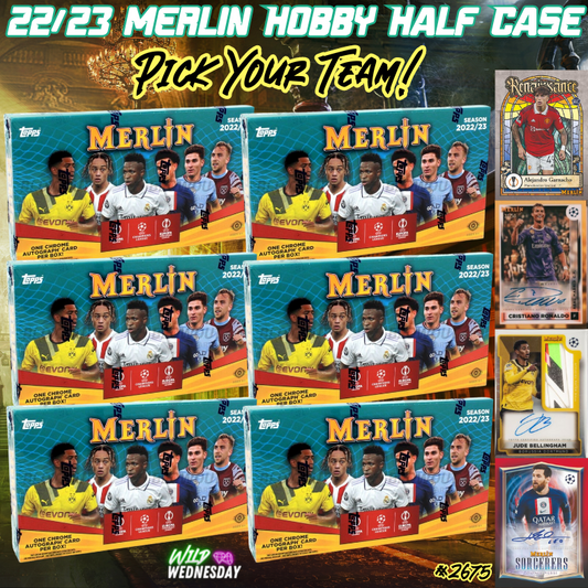 Break 2675 - 22/23 UEFA Merlin Hobby HALF CASE - Pick Your Team/Player!