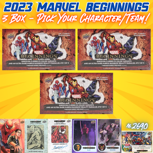 Break 2690 - 2023 Marvel Beginnings - 3 Box - Pick Your Character/Team!