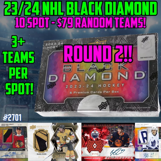 Break 2701 - 23/24 Upper Deck NHL Black Diamond - 10 Spot Random Teams - $79 a spot!