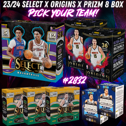 Break 2832 - NBA 23/24 Select x Origins x Prizm 8 Box - Pick Your Team!