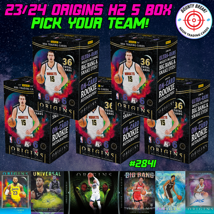 Break 2841 - NBA 23/24 Origins H2 5 Box - Pick Your Team!