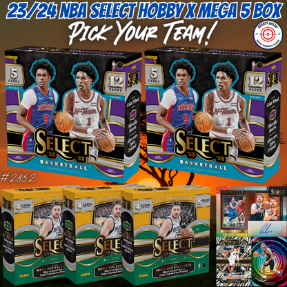 Break 2852 - NBA 23/24 Select Hobby x Mega 5 Box Safari - Pick Your Team!