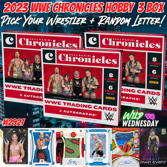 Break 2927 - 2023 WWE Chronicles Hobby 3 Box - Pick Your Wrestler + Random Letter!