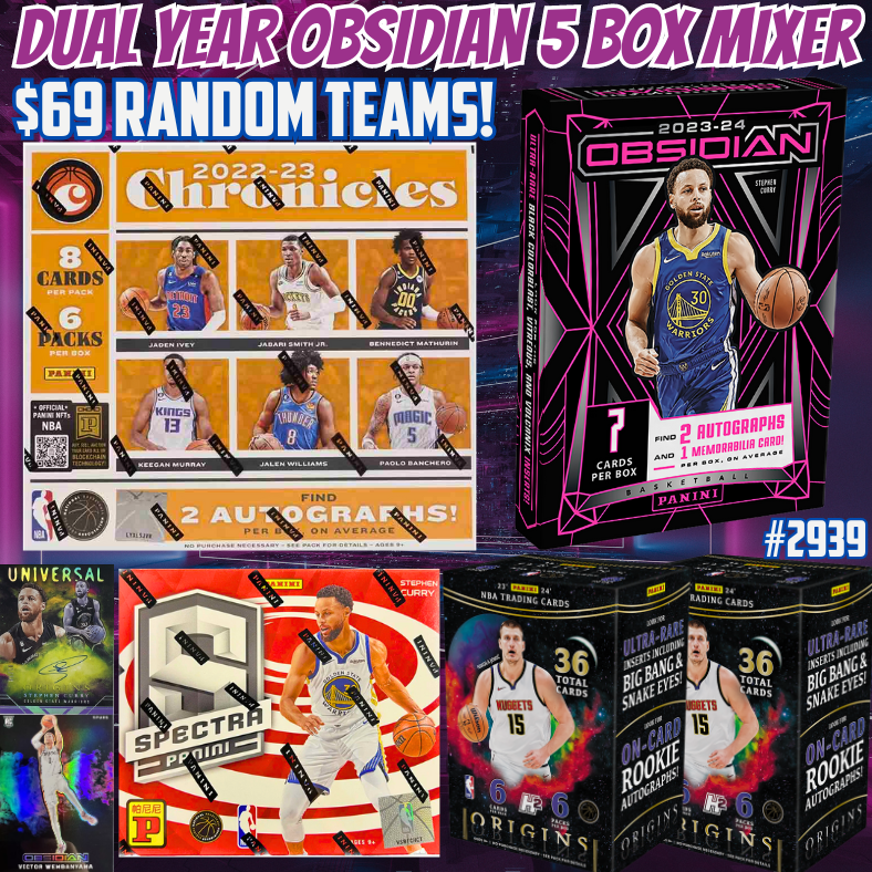 Break 2939 - NBA Dual Year Obsidian x Chronicles x Origins 5 Box - $69 Random Teams!