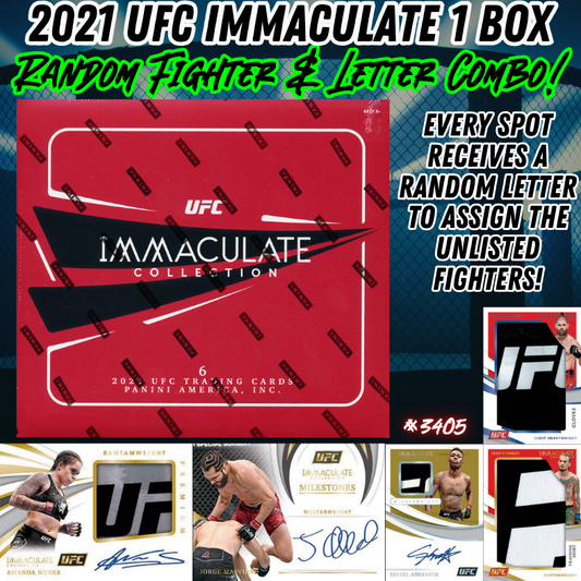 Break 3405 - 2021 UFC Immaculate Hobby - $59 Random Fighter & Letter!