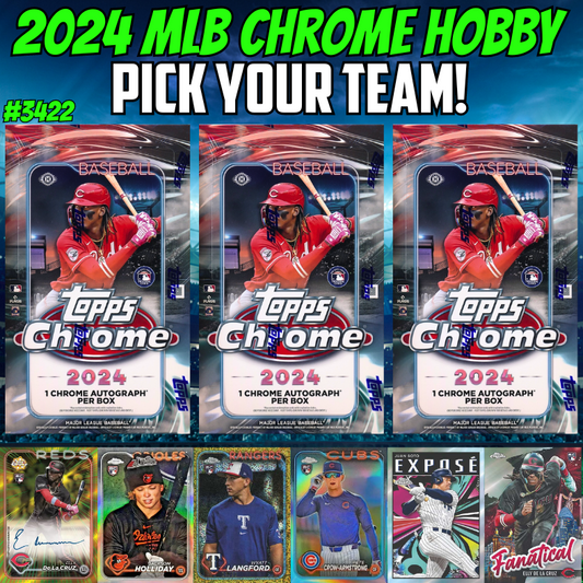 Break 3422 - 2024 Topps Chrome Baseball - HOBBY - 3 Box - Pick Your Team!