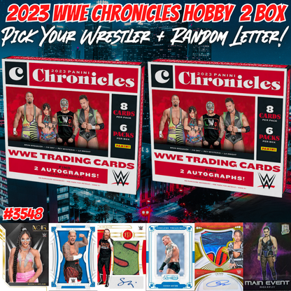 Break 3548 - 2023 WWE Chronicles Hobby 2 Box - Pick Your Team + Random Letter!