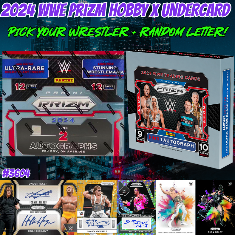 Break 3604 - 2024 WWE Prizm Hobby x Undercard 2 Box - Pick Your Wrestler + Random Letter!