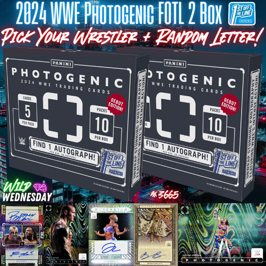 Break 3665 - 2024 WWE Photogenic FOTL 2 Box - Pick Your Superstar + Random Letter!