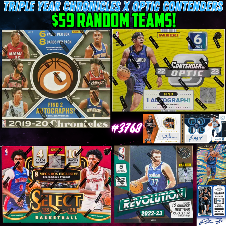 Break 3768 - NBA Triple Year Optic Contenders x Chronicles Hobby 4 Box - $59 Random Teams!