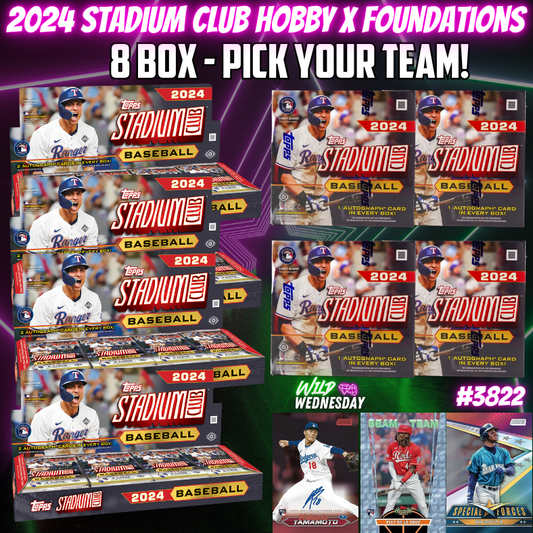 Break 3822 - NEW 2024 Topps MLB Stadium Club - Hobby x Foundations 8 Box - Pick Your Team!